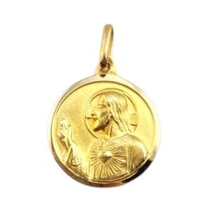 14 Karat Yellow Gold Reversible Blessed Mother and Christ Pendant #22250